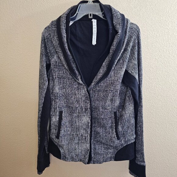 LULULEMON To Class Double Collar Heather Gray Button Up Sweater Jacket~10 - Picture 3 of 14